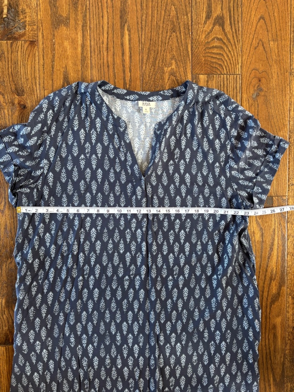 a.n.a A New Approach Blue White Floral Tunic Dress XL Short Sleeve - Picture 7 of 11